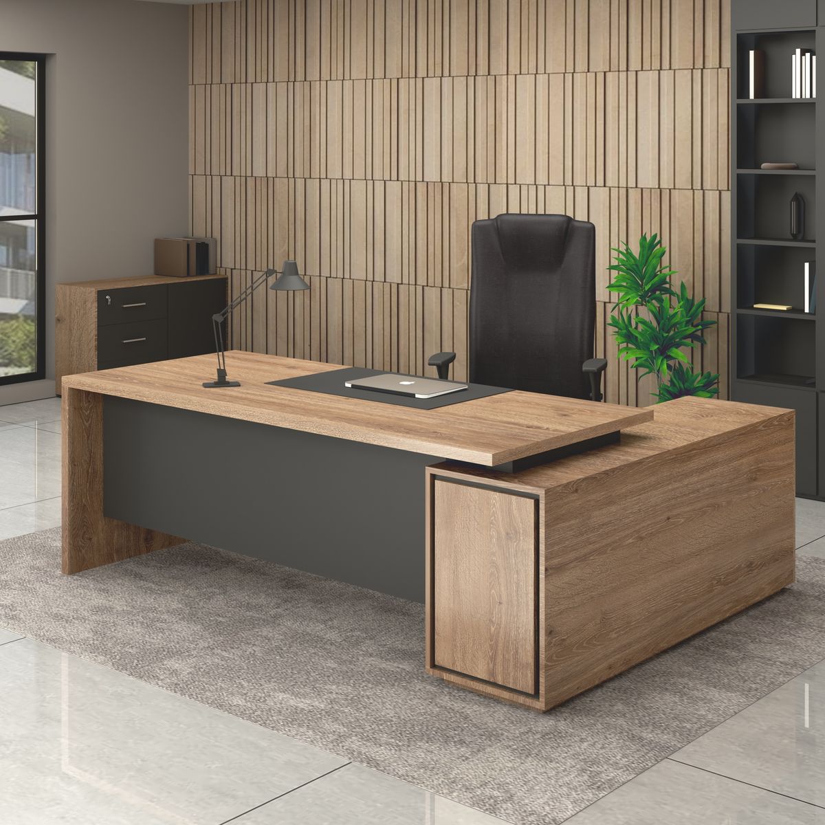 Modern Office Desk & Ergonomic Chair Set – Workstation Combo