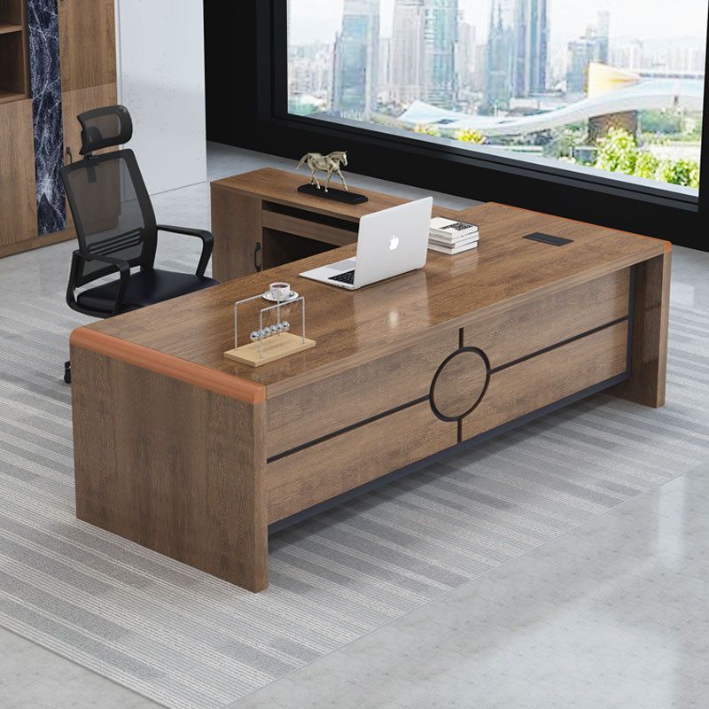 Modern Executive Wooden Office Desk with Storage Cabinet