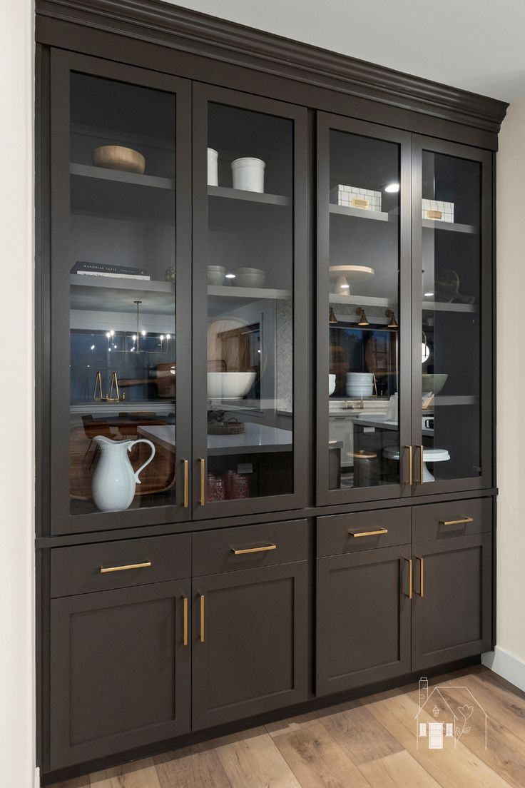 Modern Wooden Display Cabinet with Glass Doors – Premium Storage Cupboard
