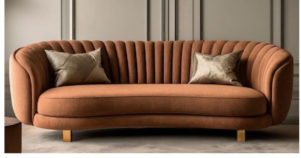 Modern Curved Velvet 3-Seater Sofa